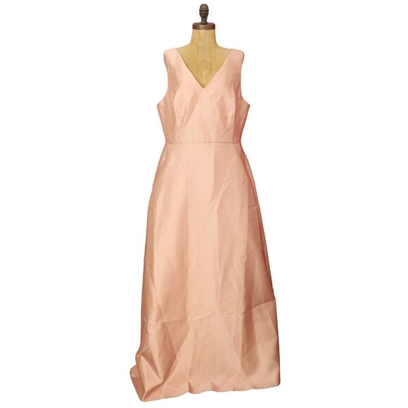 Alfred Sung V-Neck Gown 16 Twill Toasted Sugar Pink Dress RUNS SMALL NWT B34